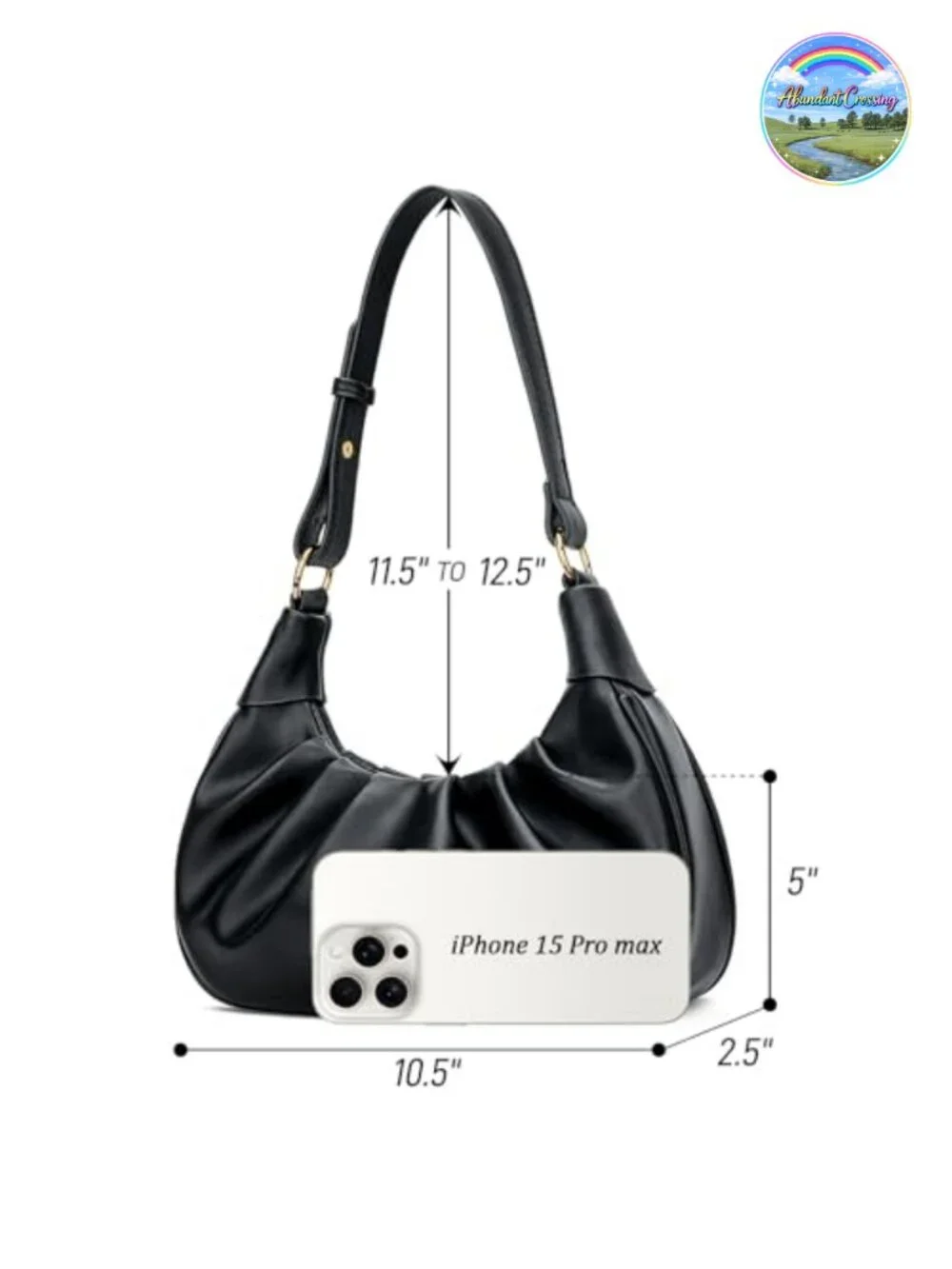 Faux Leather Crescent Hobo Bag Ruched Shoulder Purse Underarm Mini